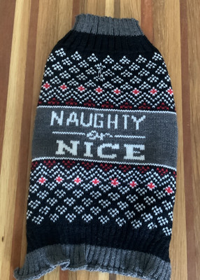 Vibrant Life Dog/ Cat  Sweater, Size XS, Black/Red/White Naughty or Nice