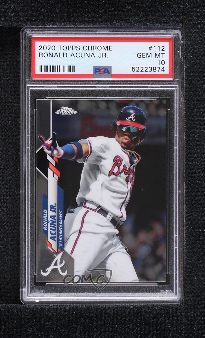 2020 Topps Chrome Ronald Acuna Jr Acuña (White Jersey) #112 PSA 10 GEM MT 0g6w