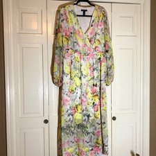 Floral Maxi Cottagecore Dress Pink Yellow SZ 1X R2