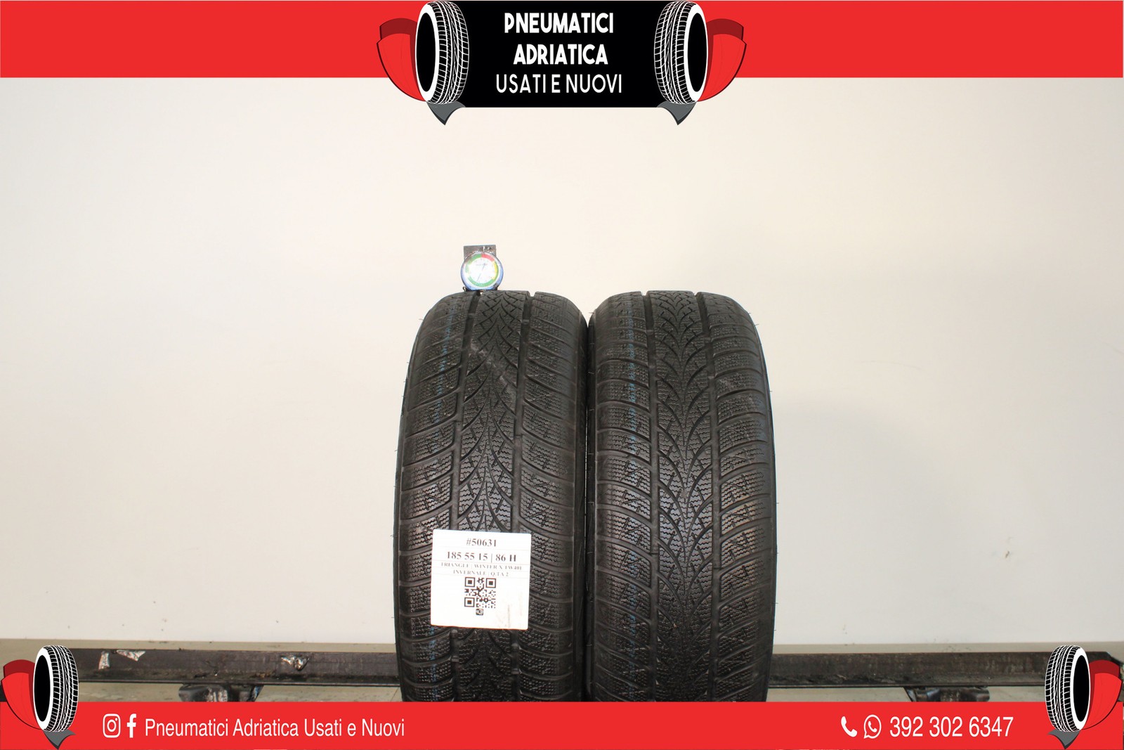 2 PNEUMATICI TRIANGLE 185/55 R15 INVERNALI GOMME USATE 79% - ADRIATICA