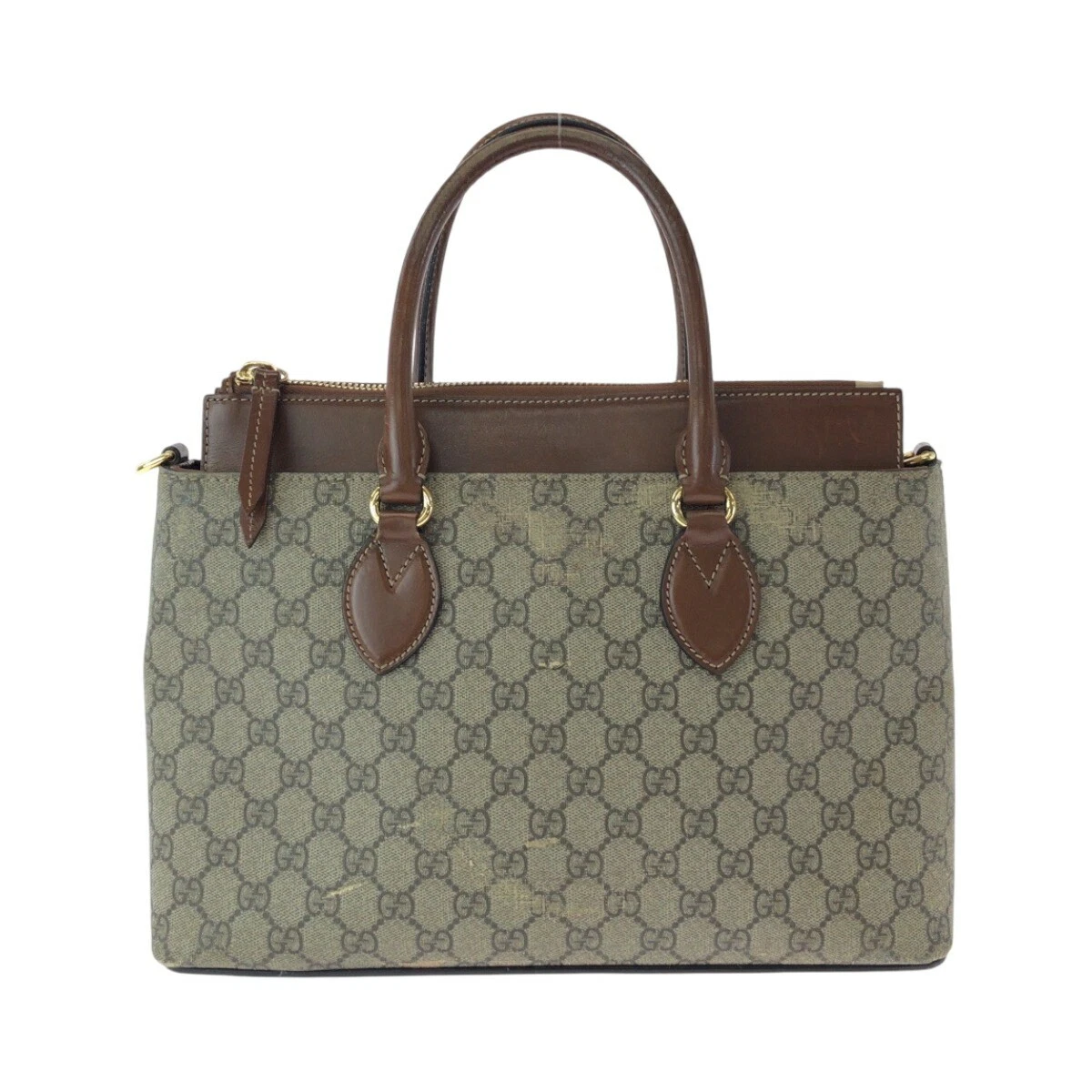 Sac fourre tout GUCCI marron ferrures métal doré GG Supreme toile 409534 sac à main femme