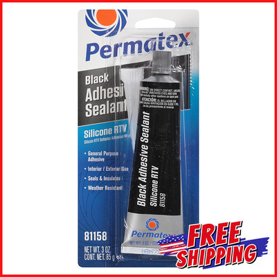 BLACK SILICON ADHESIVE SEALANT Permatex Tube Waterproof Weather Resistant Seal