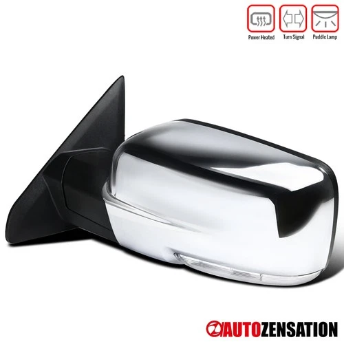Left Side Fit 2009-2012 Dodge Ram Chrome Power Mirror+Heat LED Signal Puddle