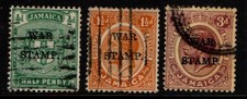 Jamaica 1917 King George V War Stamps set SG73-75 Used