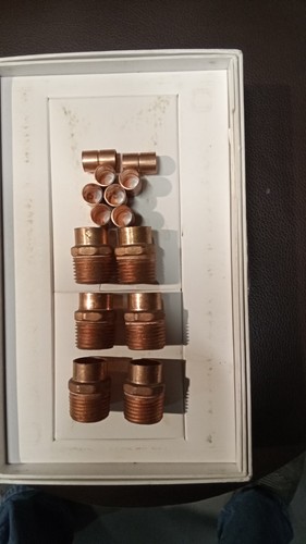 NEW ( 8 ) 3/8" COPPER COUPLING & ( 6 ) 1/2" COPPER ADPT SOLDER X MPT FITTING