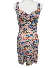 Intimately Free People Floral Stretch Slip Dress L Pink Multicolor Rayon Blend