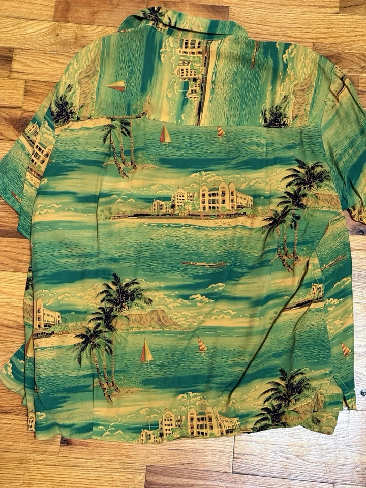 Citron Santa Monica 100% вискоза гавайская рубашка в зеленый и желтый - Изображение 3 из 4