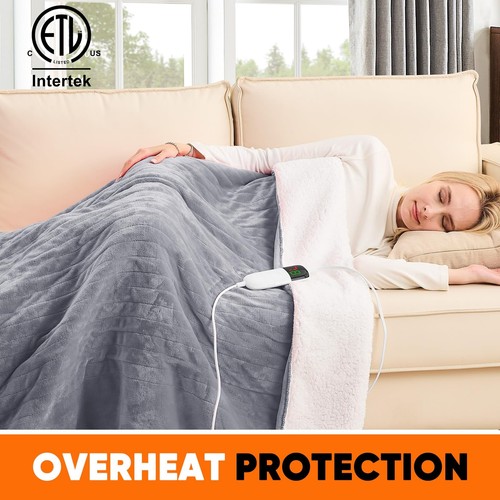 Heated Blanket Electric Throw 50"X60", Heating Blanket with 10 Heat Levels 1/... - Picture 2 of 7