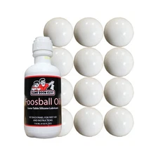Game Room Guys Foosball Oil and 12 White Smooth Surface Foosballs