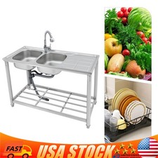 Commercial Restaurant Sink Utility Sink Double Bowl Sink Stainless Steel Faucet