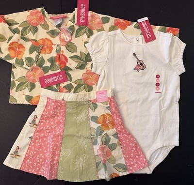 NWT Girls 3 Gymboree ALOHA WAHINE Vintage Cotton SWEATER 1-pc & SKIRT 3pc Set
