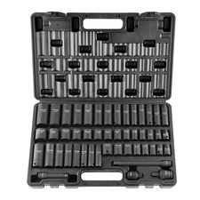 48-Pc 3/8" Drive SAE  Metric 6-Point Cr-Mo Socket Set with Extension  Joint