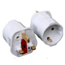 EU to UK Adapter 13A 2 Pin to 3 Pin plug Mains Visitor Travel Adaptor
