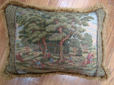 Countryside Scene Pillow 17 ½ x13 ½  pillow not including fringe Made in Germany