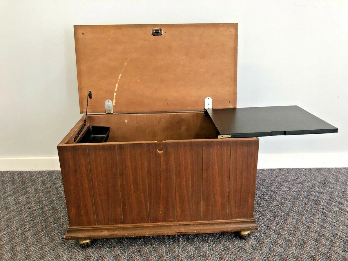 Mid Century Modern Lane STORAGE CHEST vintage bar rolling bench