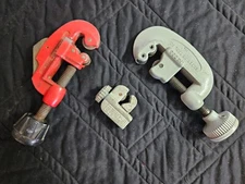 THREE ~ Screw Feed Tubing Cutters ~ Used ~ (2) 1/8" - 1-1/8" & (1) 1/8" - 5/8" 