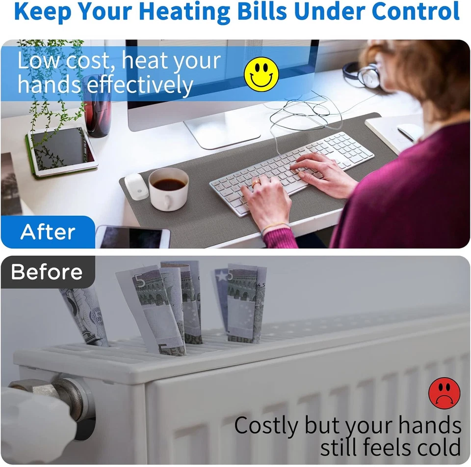 Lecone Tischunterlage Beheizte Mauspad Heizung, 80*33cm Große Mausmatte 220v Neu - Bild 2 von 4