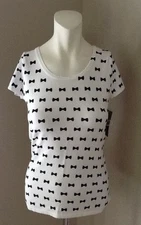 INC INTERNATIONAL CONCEPTS BOW PRINTED SHORTS SLEEVE SWEATER TOP NWT SIZE XSMALL