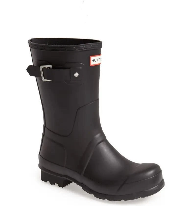 Hunter Original Short Waterproof Rain Boots in Black Men's US Size 12