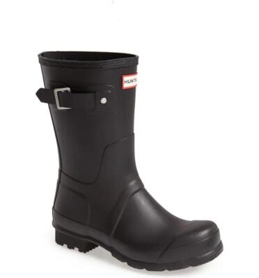 Hunter Original Short Waterproof Rain Boots in Black Men's US Size 12
