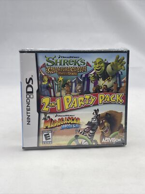 2 In 1 Party Pack Shrek s / Madagascar (Nintendo DS, 2008) Video Game New Sealed