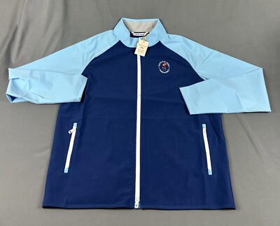 Peter Millar Golf Rain Jacket Pinehurst US Open Logo Large Blue Crown Sport NWT