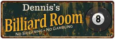 Dennis's Billiard Room Green Personalized Sign Man Cave 106180009266