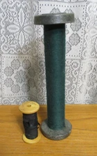 Industrial Weaving Spinning Bobbin w Green Thread 10.5" - Wood w Black Trim 3.5"