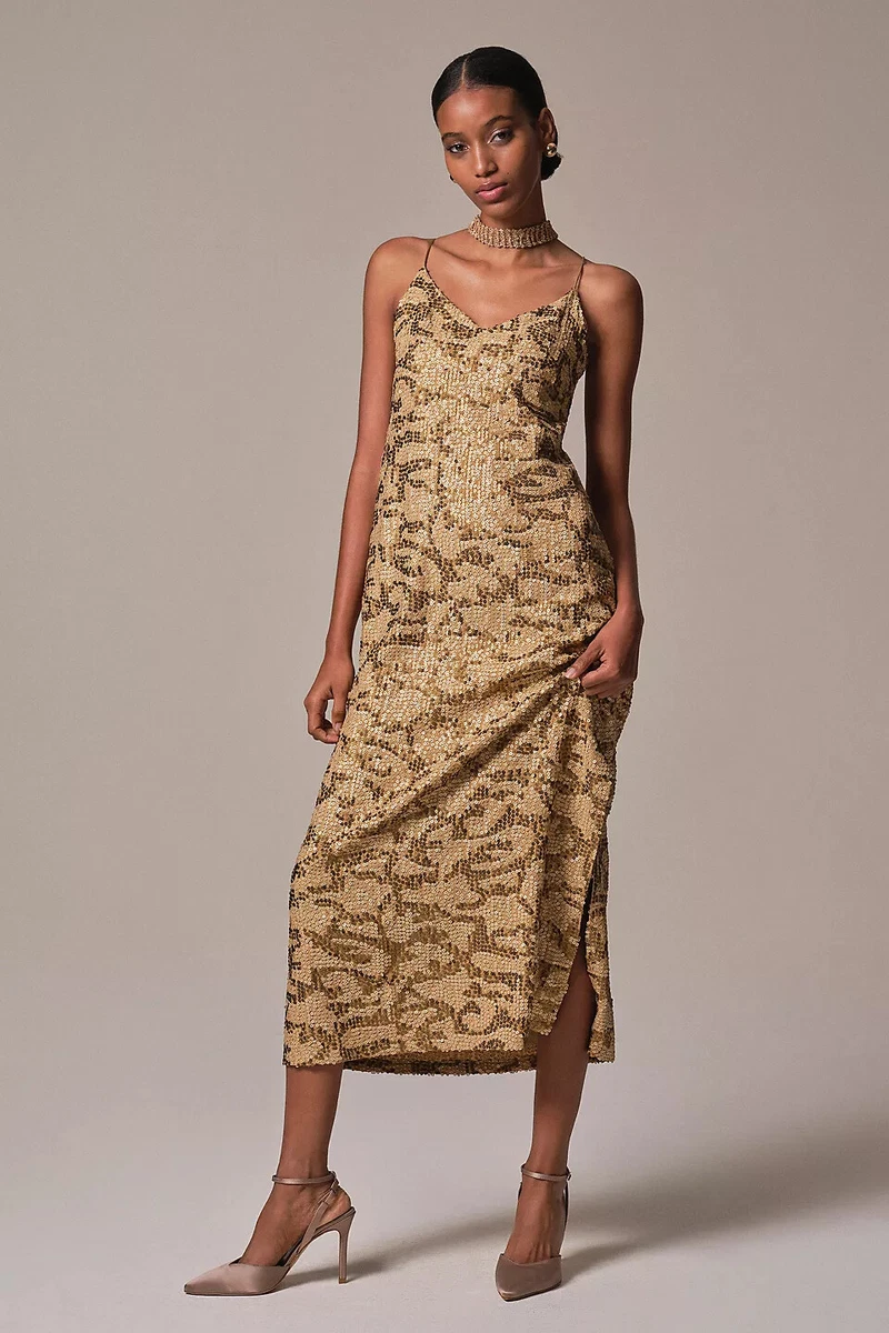 Anthropologie Sequined Slip Midi Dress size 16W new nwt eBay