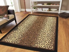  Jungle Cheetah Rug 8x11 Black Brown Beige Animal Carpet 5x7 Floor Rugs Leopard 