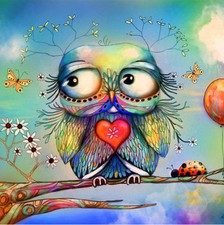 Hübsches Eulen Mosaik Diamond Painting Set 30 x 40 cm