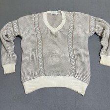 Vtg 90s Sweater multicolored striped knit S Grandpacore Preppy Cool USA Read 