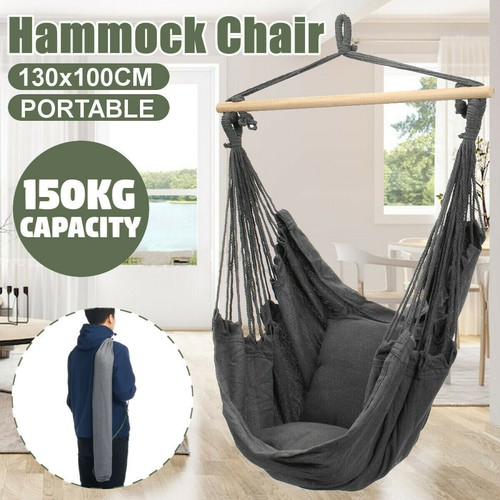 Garden Outdoor Indoor Hanging Hammock Chair Swing Camping Hammocks Swing Chair - Picture 4 of 19