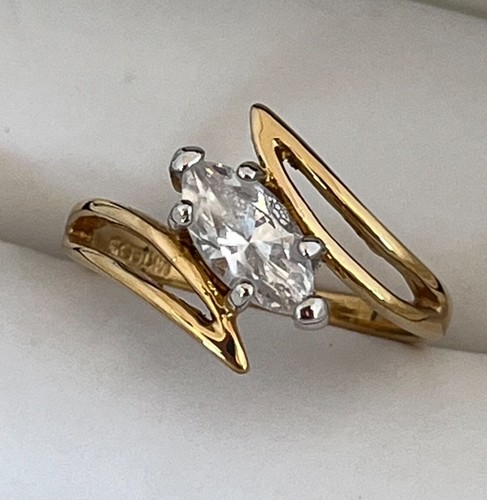 Vintage Uncas Ring Size 6 Cubic Zirconia Cluster 14K Gold Plate Mid-Century 14R - 第 3/5 張圖片