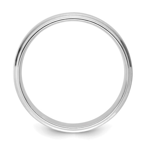 14k White Gold 6mm Satin/Polished Stepped Edge Wedding Band Ring for Men Size 9 - Picture 2 of 5