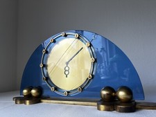 antike Art Deco Tischuhr Kaminuhr Blau Glas Mauthe Kienzle Smiths Clock Design