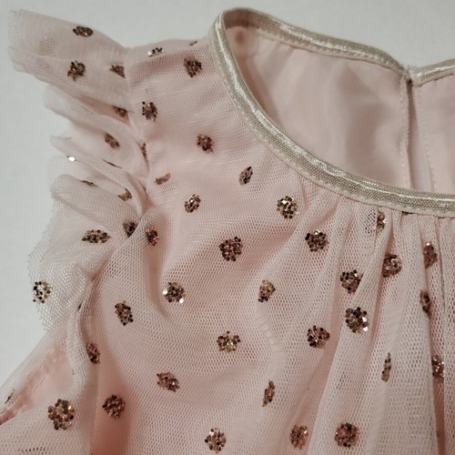 H&M Kids Girl's Trapeze Swing Dress Sz 6-7 Tulle pastel Pink With Rose Gold Dots - Picture 2 of 15