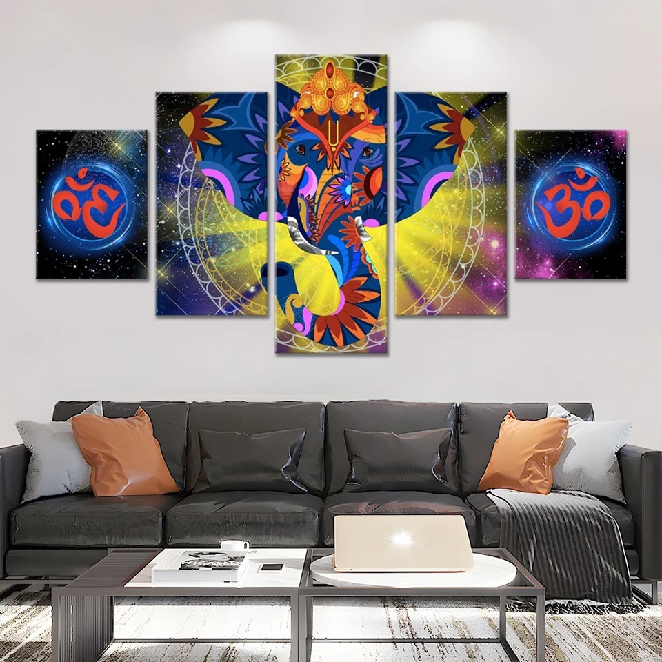 5Pcs Wall Art Canvas Painting (framed); Gunesha; Lord Gunesh; Vastu paintings - image 4 of 4