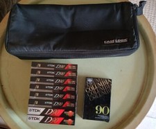 Vintage 10 pc lot unused TDK D90 tapes Columbia Case Logic Cassette holder