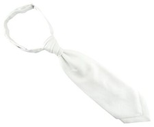 TigerTie Plastron Pique 2tlg Krawatte fertig gebunden in weiss uni gemustert