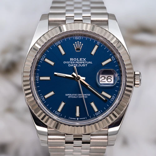 2022 Rolex Datejust 126334 Fluted Bezel with Blue Dial on Jubilee Bracelet B+P