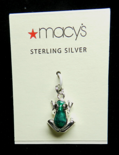925 Sterling Silver Green Enamel Frog Charm Pendant from Macy's New - Afbeelding 1 van 8