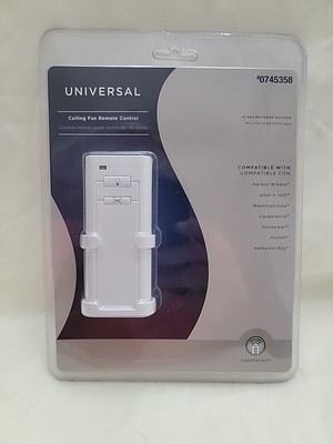 NEW Universal Ceiling Fan/Light Remote Control White w/ Wall Mount Kit #0745358