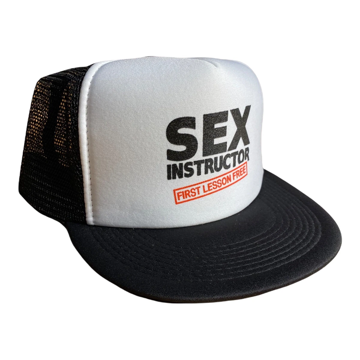 Funny Trucker hat Sex Instructor First Lesson Free Hat Mens Humor Snapback  Hat | eBay