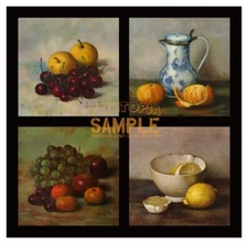 4 Henk Bos 1968 Quality Art Prints * Dutch Still Life Fruit Paintings * 10"x10"