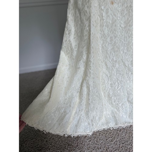 Vintage Wedding Dress ivory High Neck Long Sleeve Bridal Gown beaded size XS S - Picture 10 of 12