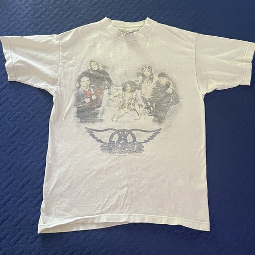 Vintage late 90's Aerosmith Nine Lives white tour shirt Adult M