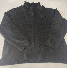 Polo Ralph Lauren Men  s XL Estate Rib Dark Grey/charcoal 1/4 Zip Sweatshirt