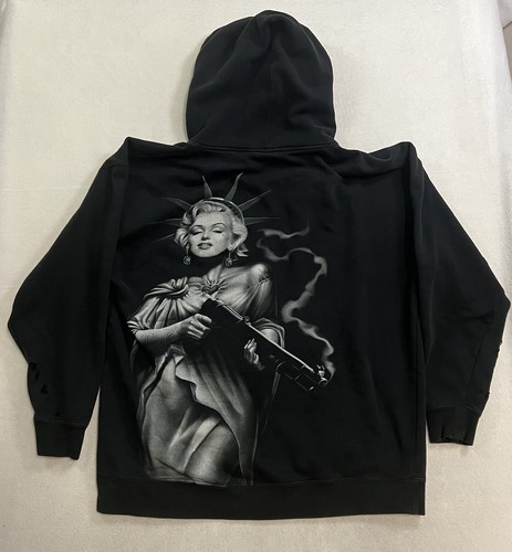 Felpa con cappuccio vintage OG Abel Marilyn Monroe full zip nera OG Abel retro grafica USA - Foto 2 di 16
