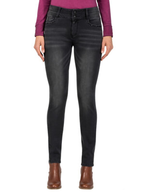 Timezone Damen Jeans Hose Enge Jeanshose EnyaTZ Slim Fit Schwarz Brushed Wash